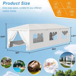 Alternative view of FREE SHIPPING - NEW 10x30 Outdoor Canopy Tent Gazebo Party Events w 8 Sides