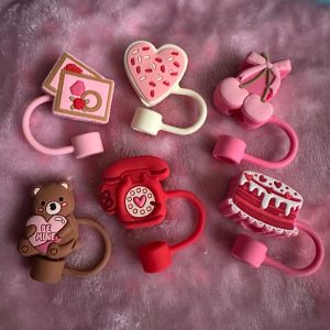 Set of 6 Valentine’s Day Love straw toppers 10mm