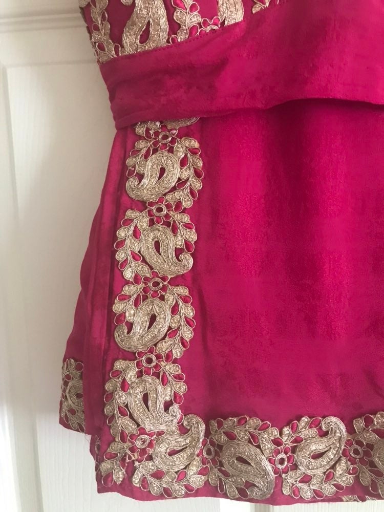 Saree Hot Pink in crepe satin - Image 2