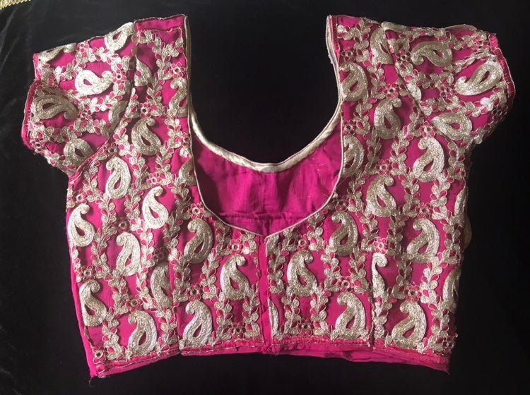 Saree Hot Pink in crepe satin - Image 4