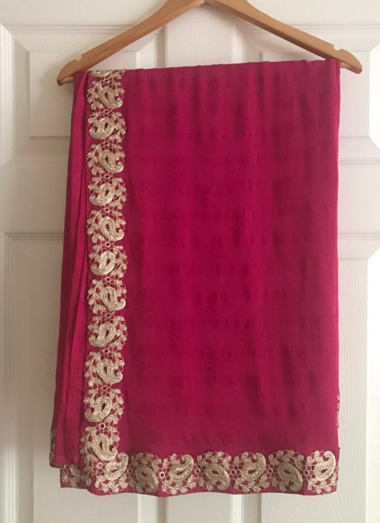 Saree Hot Pink in crepe satin - Image 6