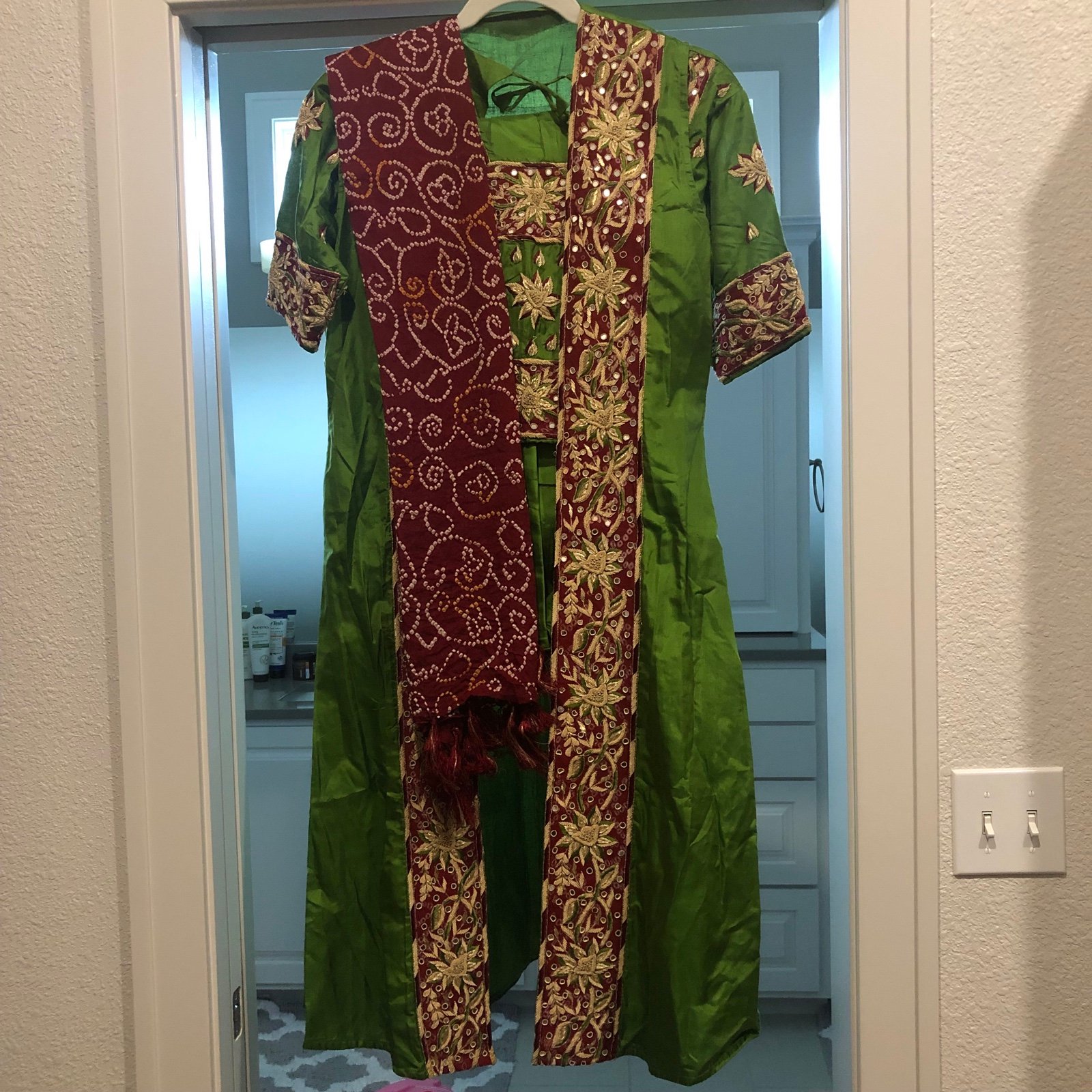 Green/Maroon Lehenga