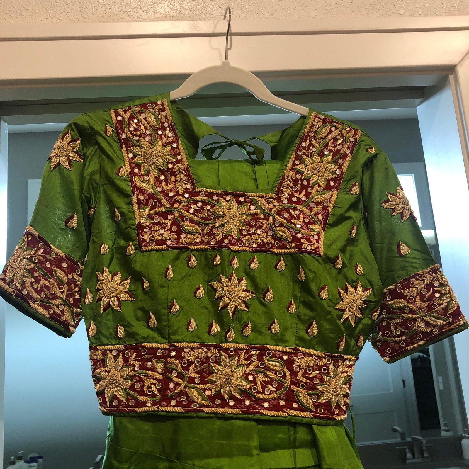 Green/Maroon Lehenga - Image 5