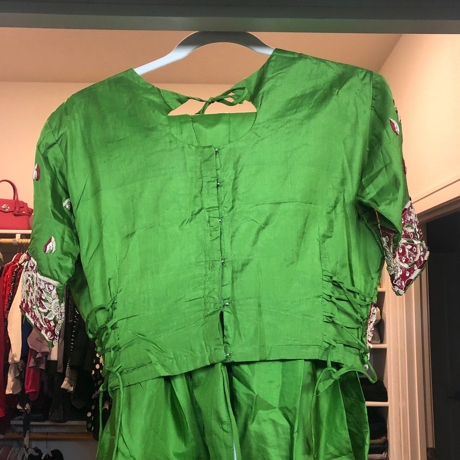 Green/Maroon Lehenga - Image 6