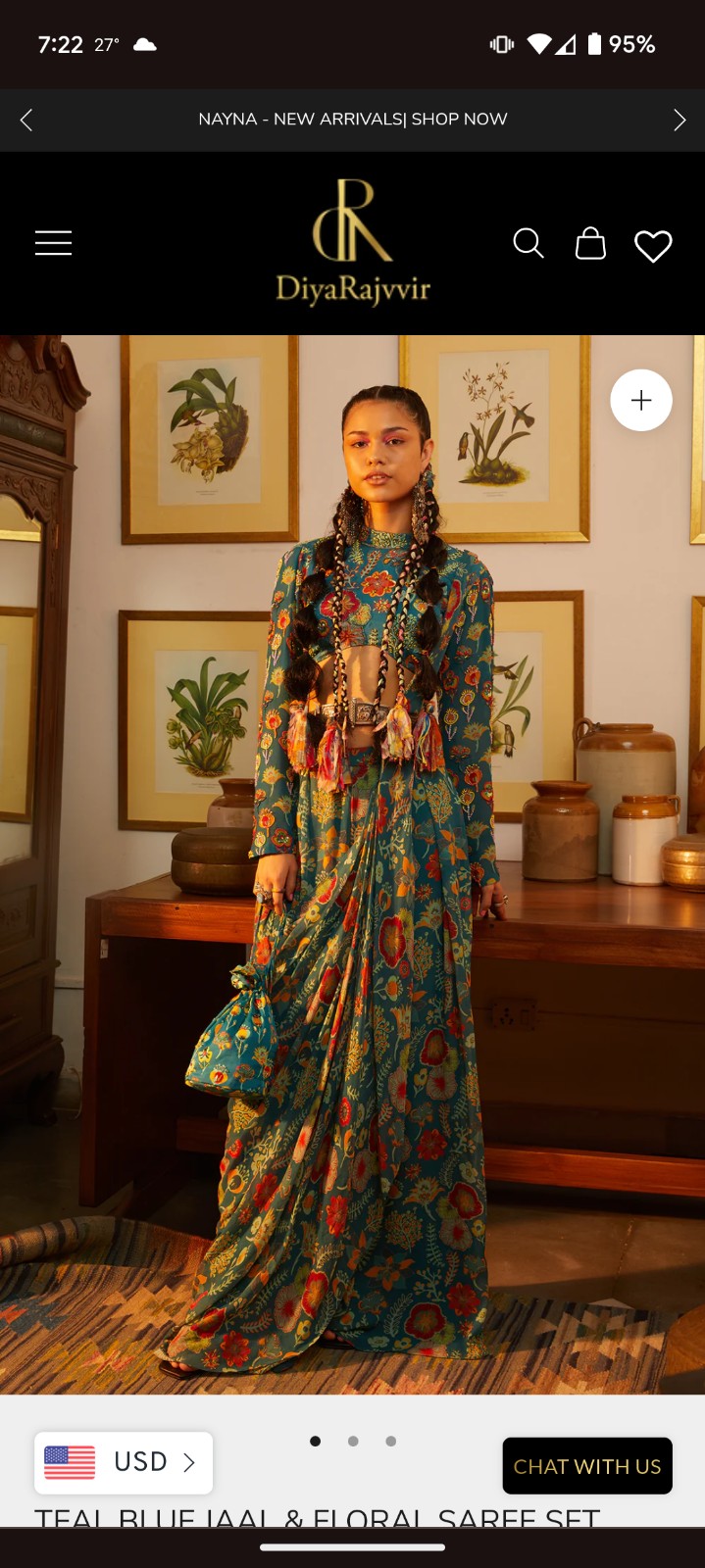 Teal blue saree set - Image 5