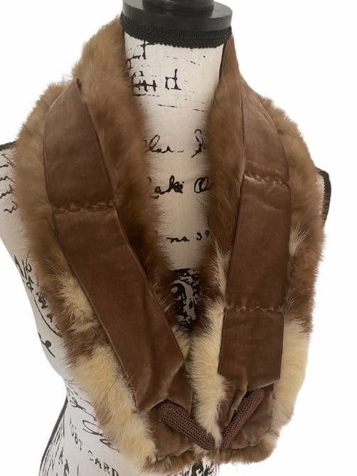 Vintage Honey Brown Plush Real Fur Stole Shrug Wrap Shawl Elegant Winter Formal - Image 4