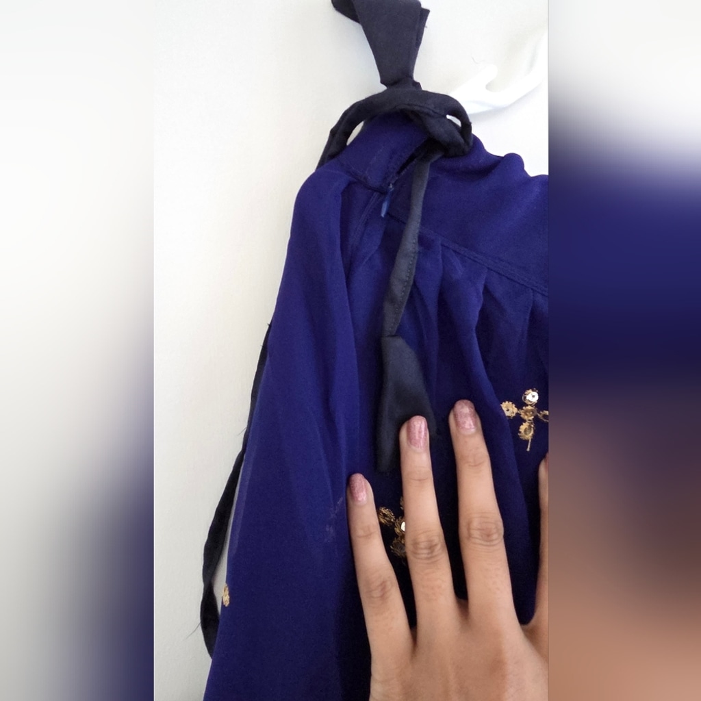 Dark Blue Embroidered Georgette Lehenga Choli Set - Image 8