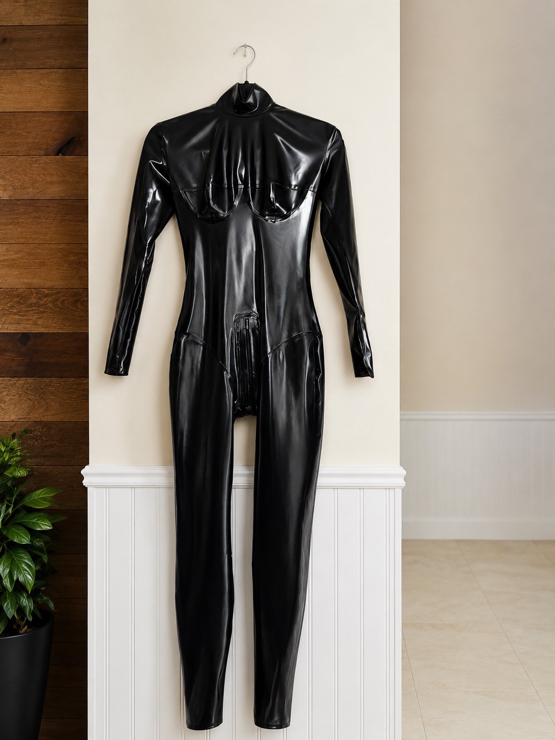 Size Medium Latex Chest Mould Catsuit - Image 4