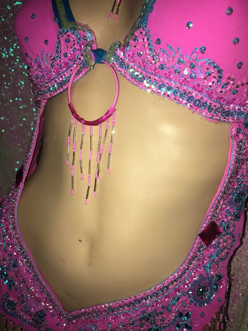 Pink Blue Sequin Bead Costume - Image 5