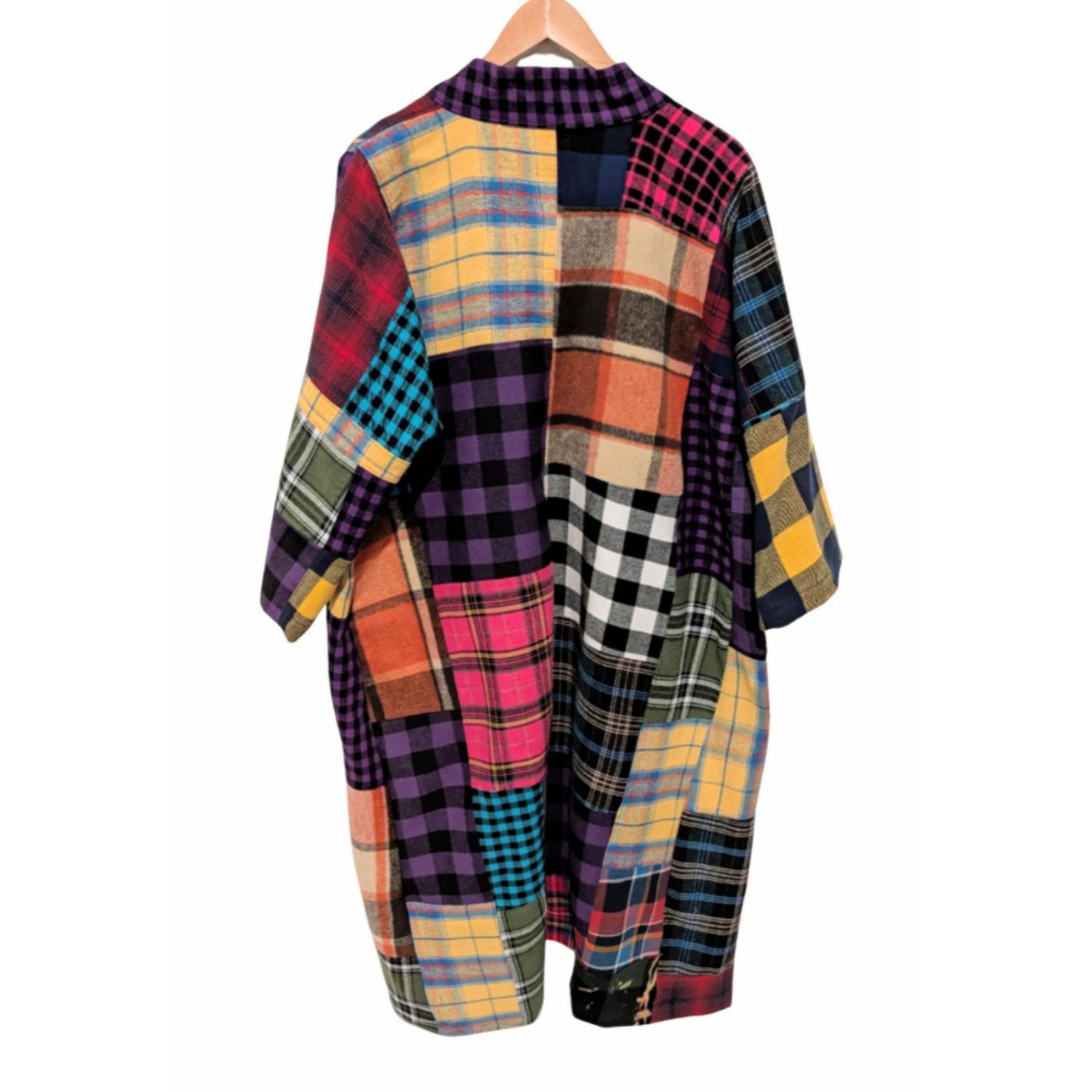Oversized Patchwork Plaid Kimono (Size M-L) - Image 3