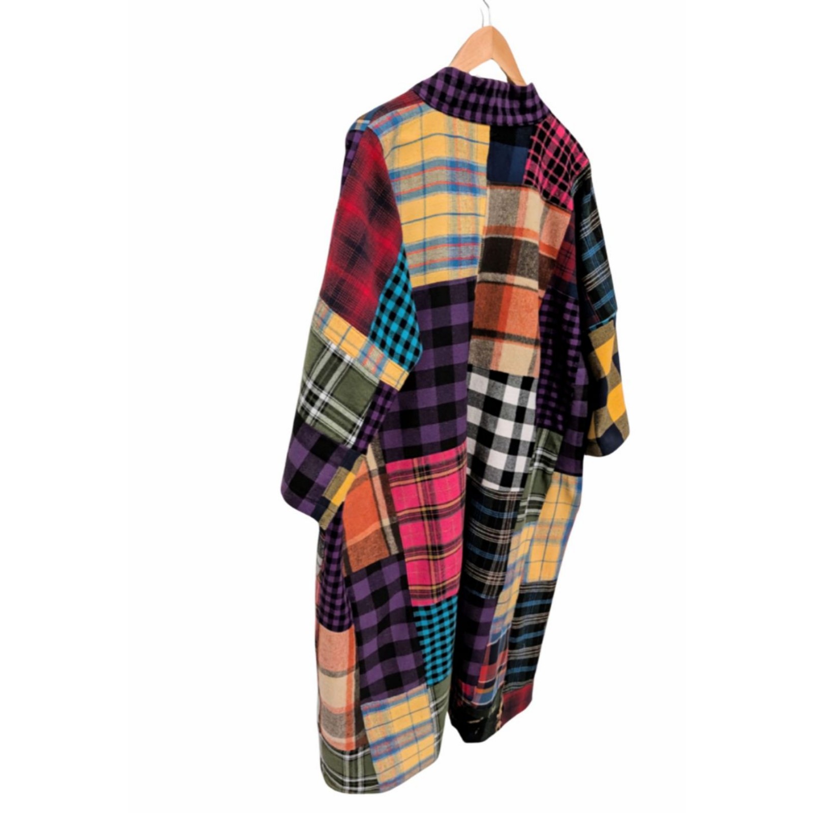 Oversized Patchwork Plaid Kimono (Size M-L) - Image 4