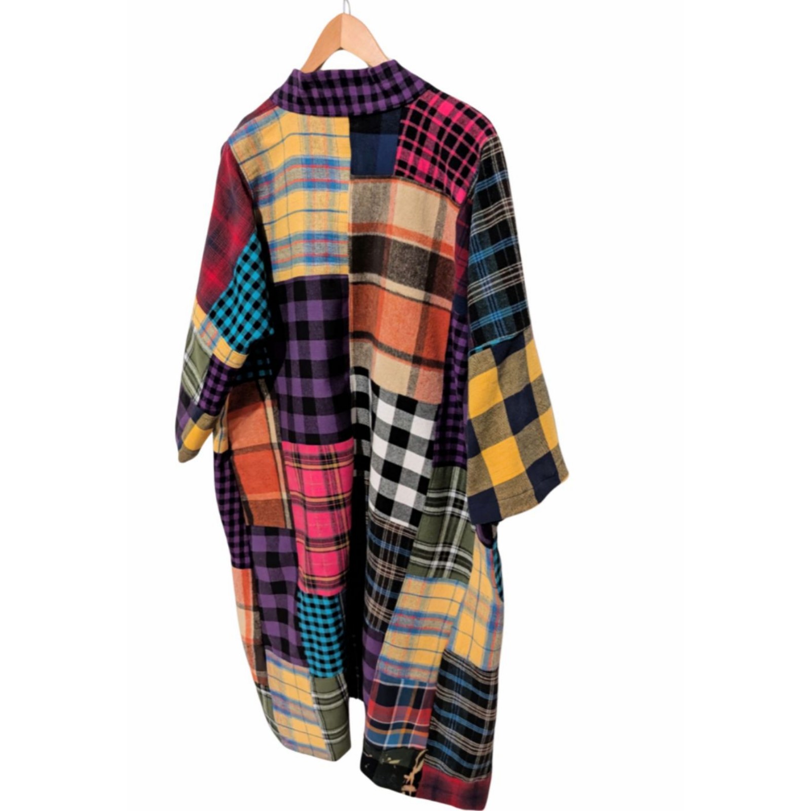 Oversized Patchwork Plaid Kimono (Size M-L) - Image 5